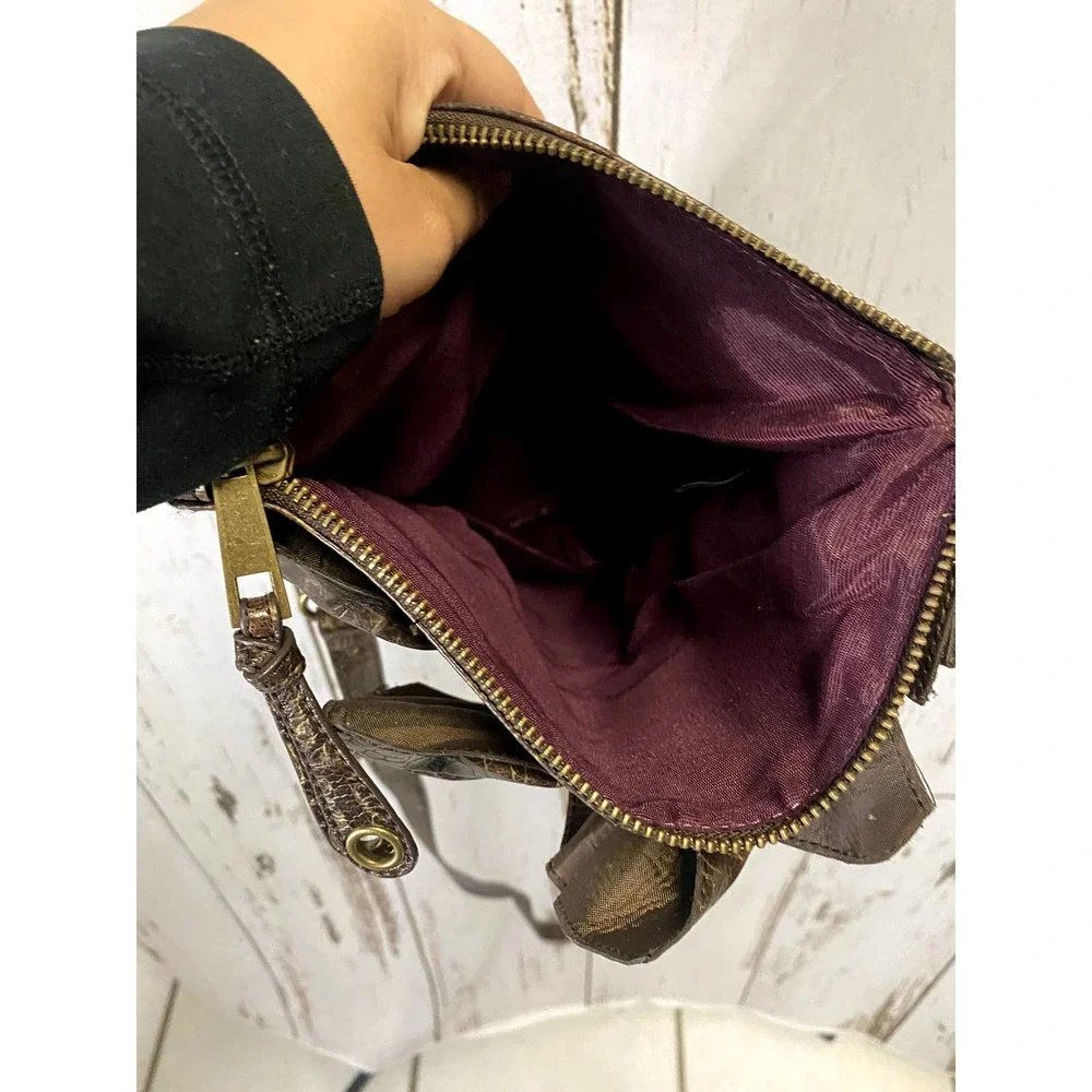 Jessica Simpson Brown Faux Crocodile Print Purse